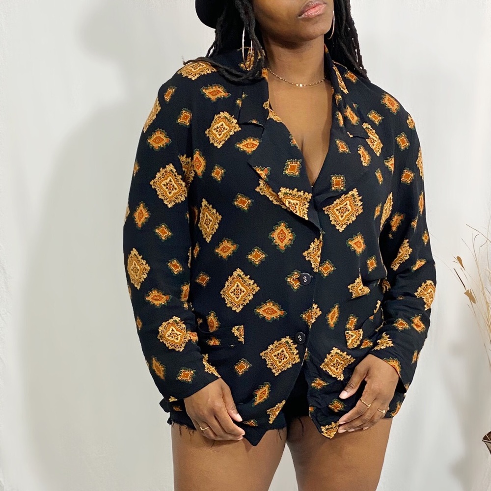 Printed Lapel Jacket/Top